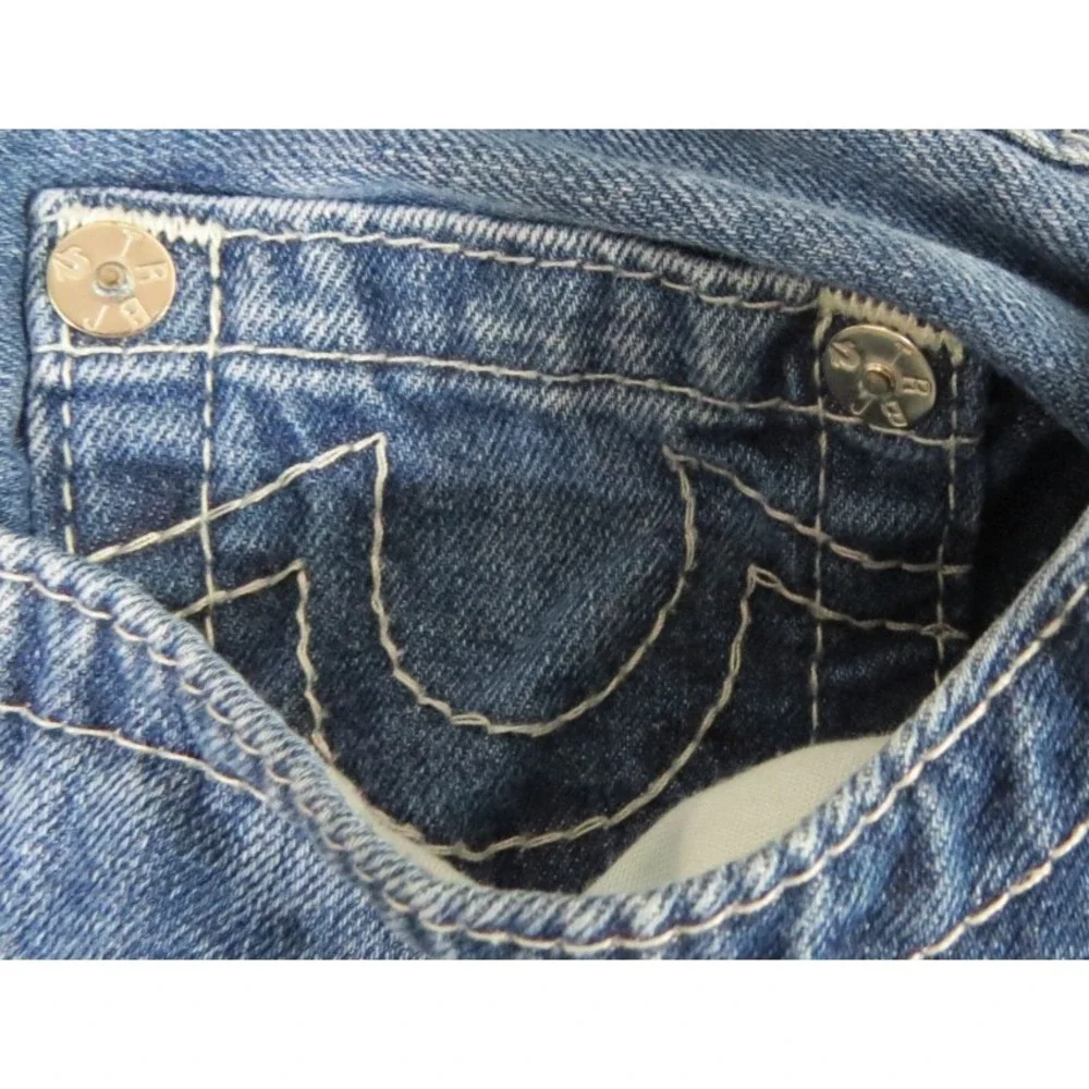 True Religion Ricky Men 34x28 Blue Denim Straight Leg Low Rise Ropey Jeans Pants